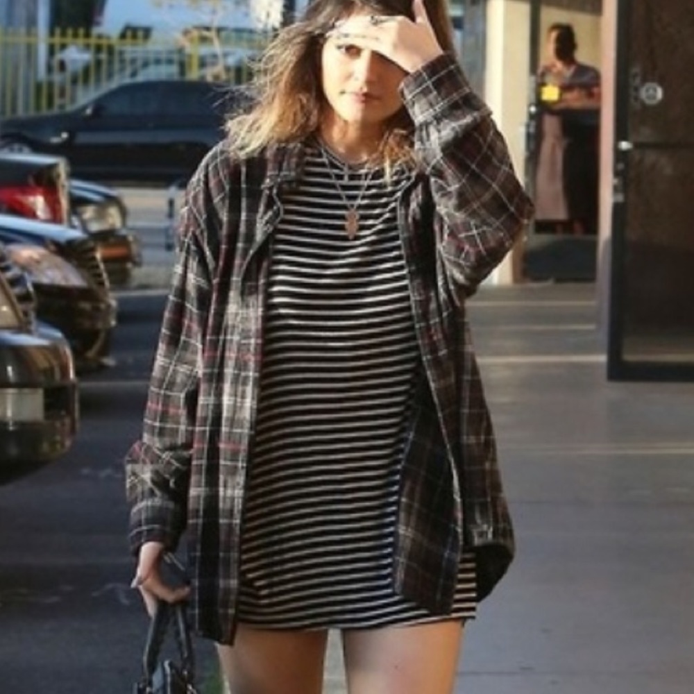 Brandy Melville black and white striped t dress